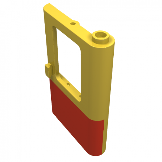 Door 1 x 4 x 5 Train Right with Red Bottom Half Pattern
