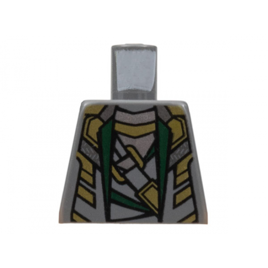 Torso Suit with Dark Green Lapels, Silver and Gold Highlights Pattern
