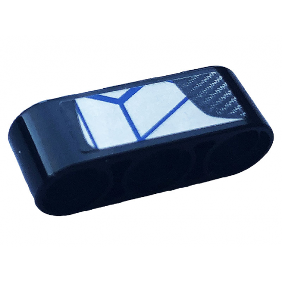 Technic, Liftarm 1 x 3 Thick with Carbon Fiber and Blue and Silver Race Pattern Model Right Side (Sticker) - Set 42123