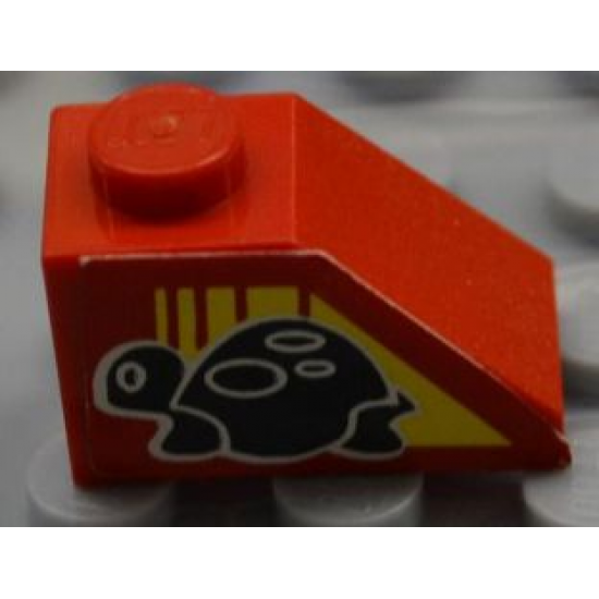 Slope 45 2 x 1 with Black Turtle on Right Side Pattern (Sticker) - Set 8858-1