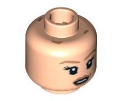 Minifigure, Head Dual Sided Female PotC Elizabeth Light Brown Eyebrows and Dimple, Smile / Scared Pattern - Hollow Stud