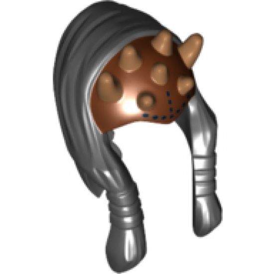 Minifigure, Headgear Headdress SW Zabrak Front Skull Spikes, Black Dots on Front and Hair Agen Kolar Pattern