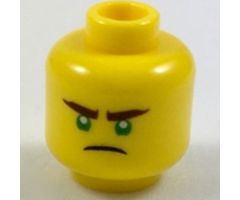 Minifigure, Head Reddish Brown Eyebrows, Green Eyes, Scowl Pattern (Lloyd) - Hollow Stud