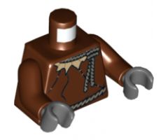 Torso Batman Tunic with Rope Belt and Collar and Large Stitches Pattern / Reddish Brown Arms / Dark Bluish Gray Hands
