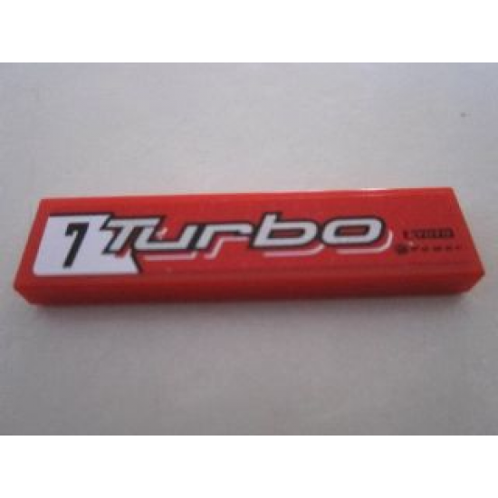 Tile 1 x 4 with '7 Turbo' and 'KYOTO POWER' on Red Background Pattern Model Left Side (Sticker) - Set 8495