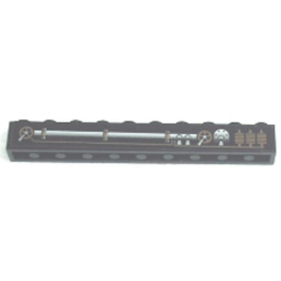 Brick 1 x 10 with Engine and Pipes Pattern Model Right Side (Sticker) - My Own Train Sets