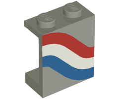 Panel 1 x 2 x 2 - Solid Studs with Curved Red, White and Blue Stripes Pattern Left