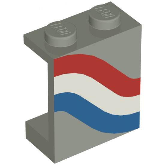 Panel 1 x 2 x 2 - Solid Studs with Curved Red, White and Blue Stripes Pattern Left