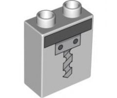 Duplo, Brick 1 x 2 x 2 with Gray Drill on Black Base Pattern