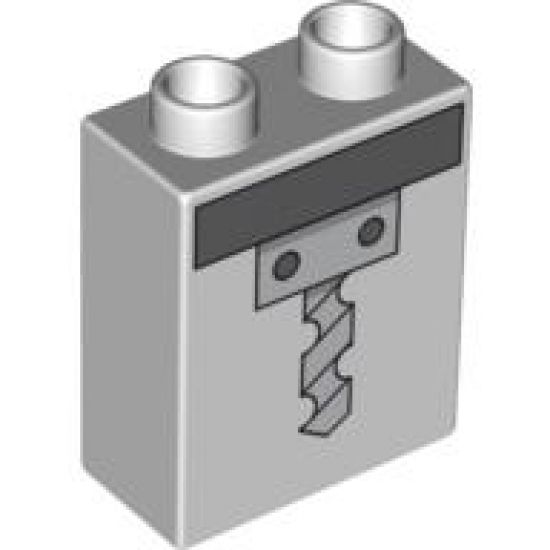 Duplo, Brick 1 x 2 x 2 with Gray Drill on Black Base Pattern