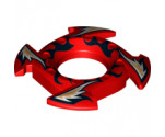 Ring 4 x 4 with 2 x 2 Hole and 4 Arrow Ends with Black, Gold and White Flames Pattern (Ninjago Spinner Crown)