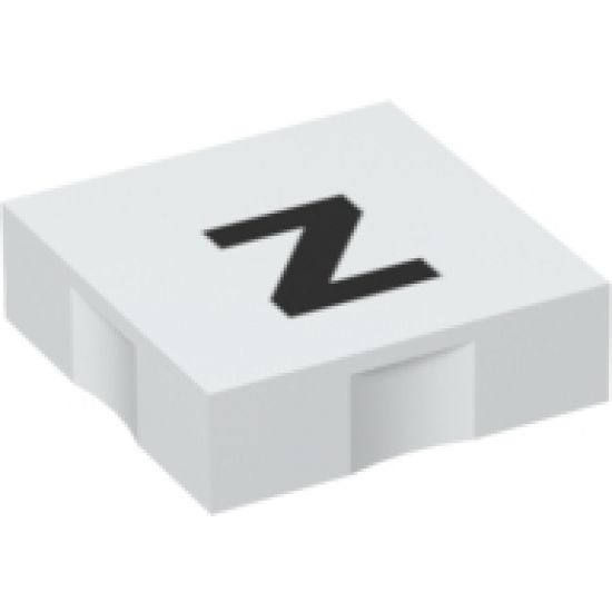 Duplo, Tile 2 x 2 with Black Lowercase Letter z Pattern