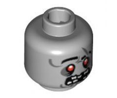 Minifigure, Head Alien with Red Eyes with White Pupils, Missing Teeth Pattern (Zombie) - Blocked Open Stud