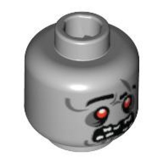 Minifigure, Head Alien with Red Eyes with White Pupils, Missing Teeth Pattern (Zombie) - Blocked Open Stud