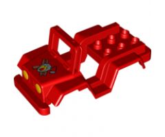 Duplo, Vehicle Car Body Jeep with Headlights and Fire Logo Pattern