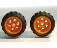 Wheel & Tire Assembly 30.4mm D. x 20mm with No Pin Holes and Reinforced Rim with Black Tire 43.2mm D. x 26mm Balloon Small (56145 / 61481)