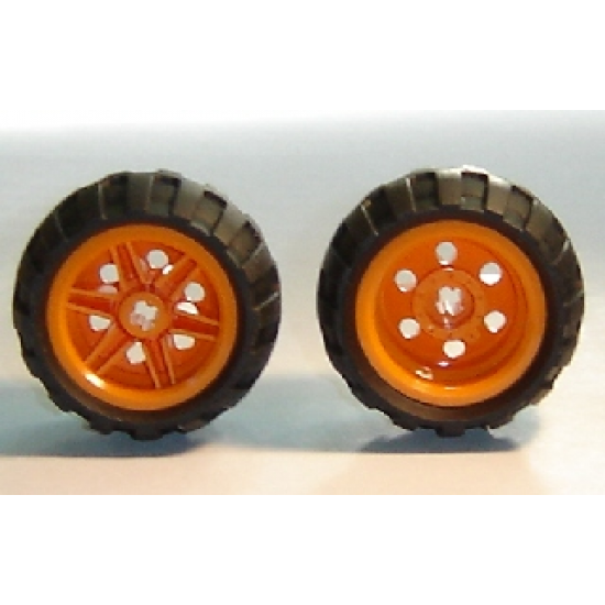 Wheel & Tire Assembly 30.4mm D. x 20mm with No Pin Holes and Reinforced Rim with Black Tire 43.2mm D. x 26mm Balloon Small (56145 / 61481)