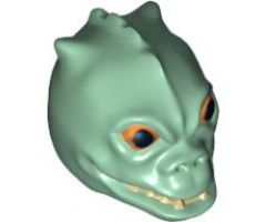 Minifigure, Head, Modified SW Saurin / Trandoshan with Orange and Black Eyes Pattern (Bossk)