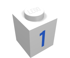 Brick 1 x 1 with Blue '1' Pattern