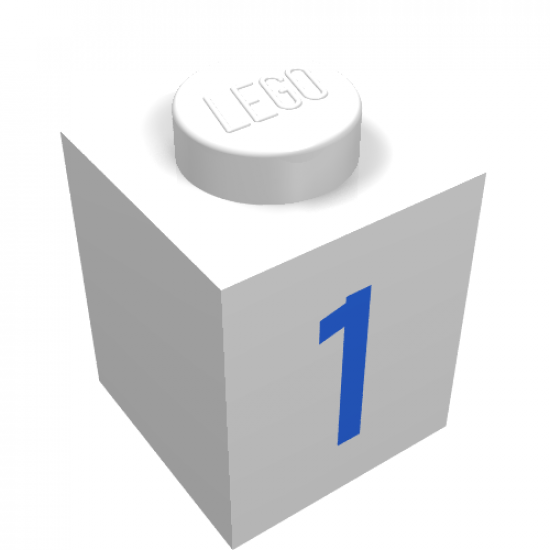 Brick 1 x 1 with Blue '1' Pattern