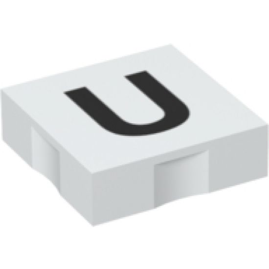 Duplo, Tile 2 x 2 with Black Capital Letter U Pattern