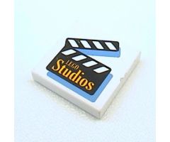 Tile 2 x 2 with Orange 'LEGO Studios' on Film Slate Pattern