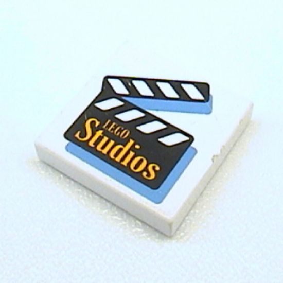 Tile 2 x 2 with Orange 'LEGO Studios' on Film Slate Pattern