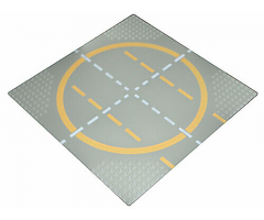 Baseplate, Road 32 x 32 9-Stud Landing Pad with Yellow Circle, 1-way Lines, Yellow Lines Not Touching Circle Pattern