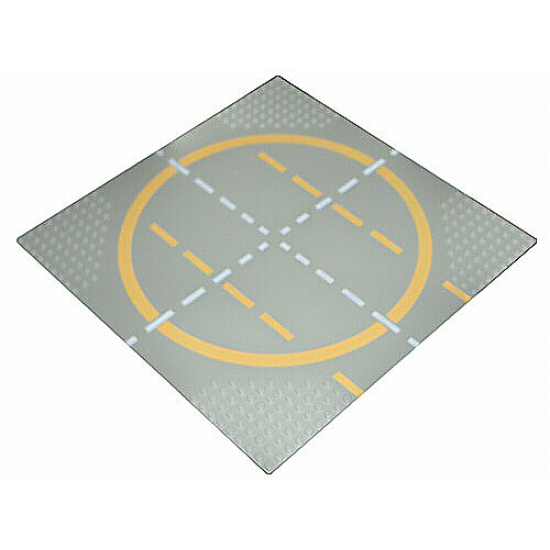 Baseplate, Road 32 x 32 9-Stud Landing Pad with Yellow Circle, 1-way Lines, Yellow Lines Not Touching Circle Pattern