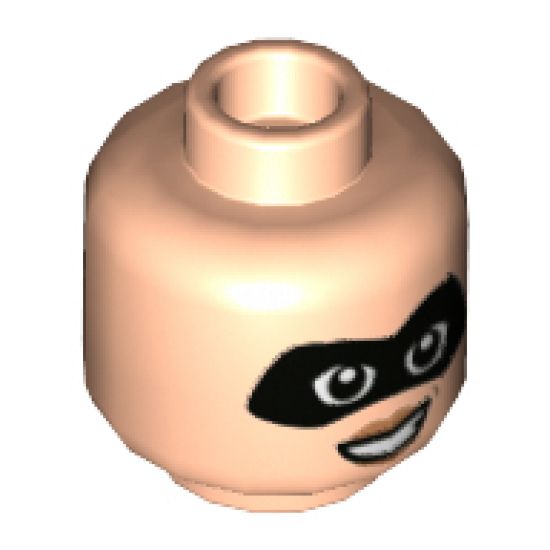 Minifigure, Head Dual Sided Female Black Mask, Open Smile / Smirk Pattern (Elastigirl) - Hollow Stud