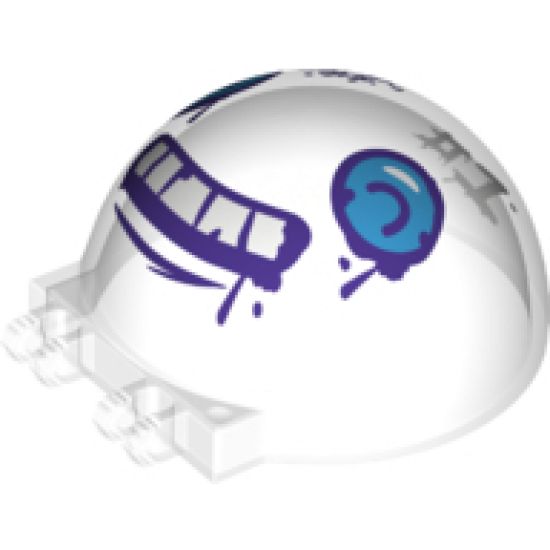 Windscreen 6 x 6 x 3 Canopy Half Sphere with Dual 2 Fingers and Dark Azure Eyes, White Teeth with Dark Purple Outline, 'WHAT SUB?' and 