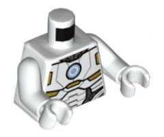 Torso Armor with Light Blue Circle and Gold and White Plates Pattern (Space Iron Man) / White Arms / White Hands