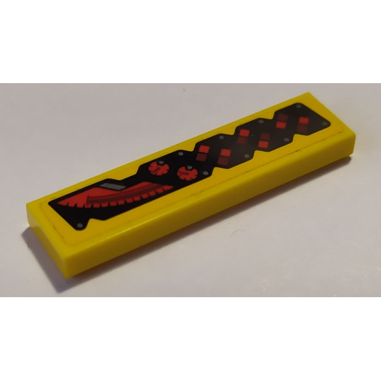 Tile 1 x 4 with Red Gauges and Speedometer Pattern Model Left Side (Sticker) - Set 76087