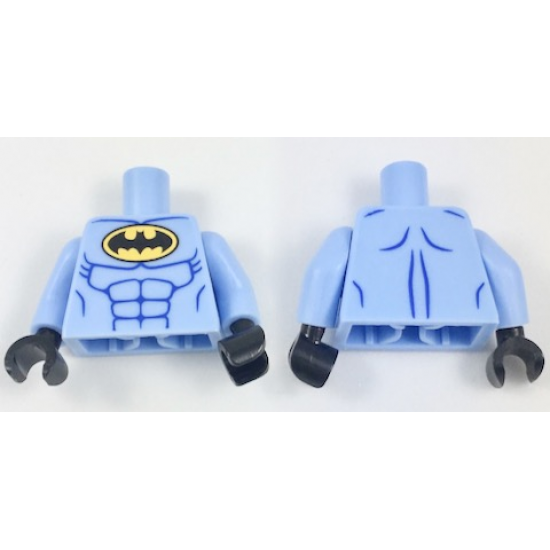 Torso Batman Logo in Yellow Oval with Blue Muscles Pattern / Bright Light Blue Arms / Black Hands