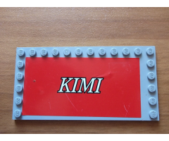Tile, Modified 6 x 12 with Studs on Edges with White 'KIMI' on Red Background Pattern (Sticker) - Set 8144-2