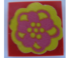 Tile 2 x 2 without Groove with Flower Pink and Yellow Pattern (Sticker) - Set 293