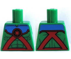 Torso Muscles Outline with Red Straps, Medallion and Blue Top Pattern
