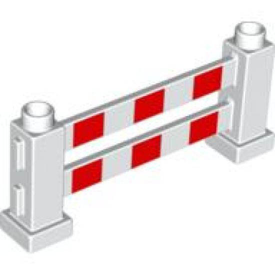 Duplo Fence 1 x 6 x 2 Farm with Red Stripes Pattern