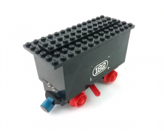 Train Battery Box Car with Two Contact Holes, Red Switch Lever, Blue and Red Magnets, Red Wheels, and Black Roof with '182' Pattern on Both Sides (Stickers) - Set 182