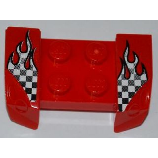 Vehicle, Mudguard 2 x 4 with Headlights Overhang with Checkered Flames Pattern on Both Sides (Stickers) - Set 8198