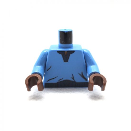 Torso SW V-Collar Shirt and Dark Blue Trim Pattern (Lando Calrissian) / Medium Blue Arms / Brown Hands