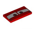 Tile 2 x 4 with Windscreen with Red Eyes on White Background Pattern
