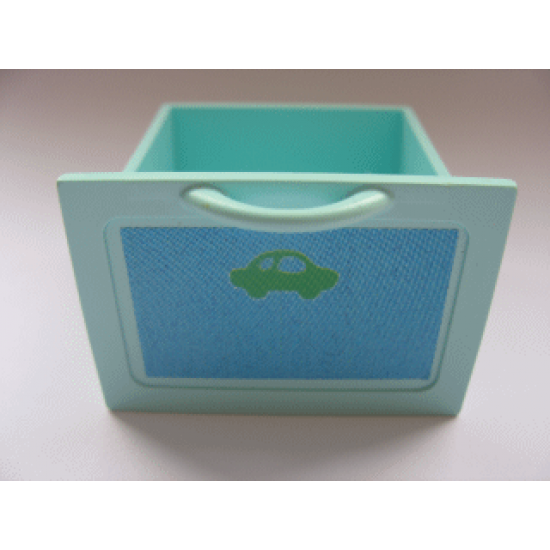 Scala Large Drawer with Green Car on Blue Background Pattern (Sticker) - Set 3152