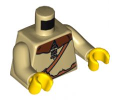 Torso Castle Kingdoms Peasant Shirt with Brown Collar and Shoulder Bag Pattern / Tan Arms / Yellow Hands