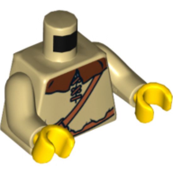 Torso Castle Kingdoms Peasant Shirt with Brown Collar and Shoulder Bag Pattern / Tan Arms / Yellow Hands