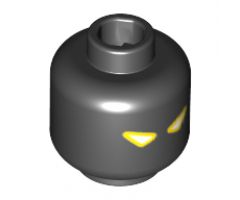 Minifigure, Head Dual Sided Alien with White Eyes with Yellow Outline / Sand Blue Electricity Pattern - Hollow Stud