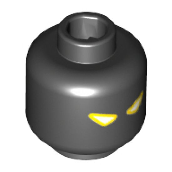 Minifigure, Head Dual Sided Alien with White Eyes with Yellow Outline / Sand Blue Electricity Pattern - Hollow Stud