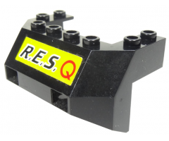 Train Front Sloping Base with Black 'R.E.S.' and Red 'Q' on Yellow Background Pattern (Sticker) - Set 6473