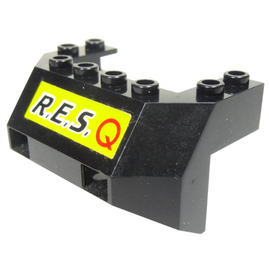 Train Front Sloping Base with Black 'R.E.S.' and Red 'Q' on Yellow Background Pattern (Sticker) - Set 6473