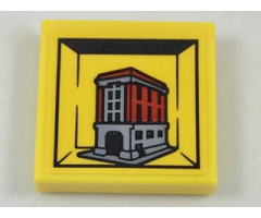 Tile 2 x 2 with Miniature Set 75827 Firehouse Headquarters Pattern (Sticker) - Set 40178